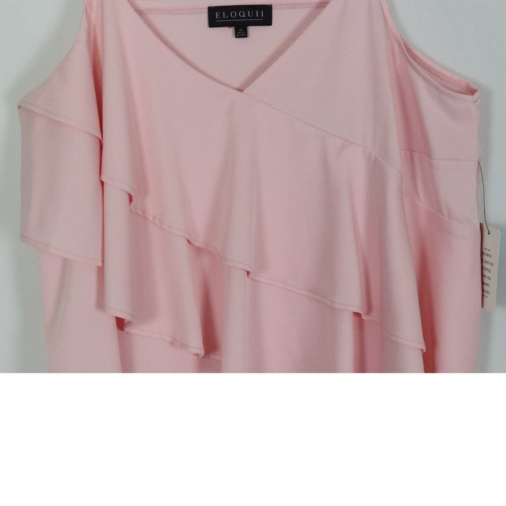 ๐HP๐NWT Eloquii Pink Layered Ruffled Top Sz 16 - Picture 7 of 12